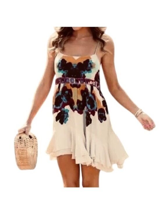 Free People Dresses & Skirts - NWT Free People Floral Print Ruffle Mini Slip Dress | Grunge Fairycore Boho Twee
